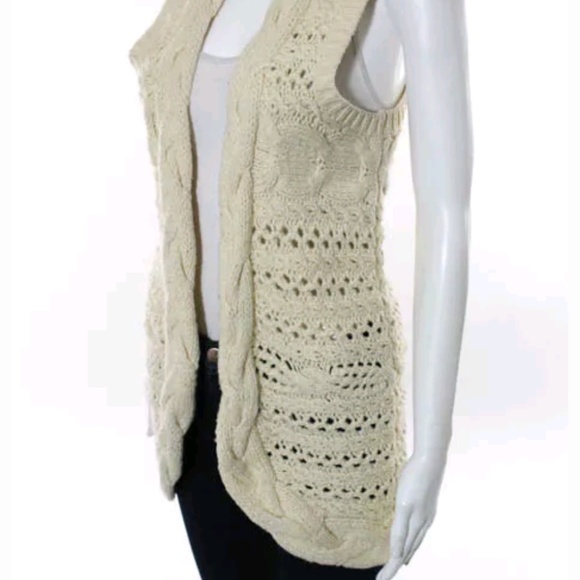 525 america ivory v-neck cotton knit top vest m - Picture 2 of 6